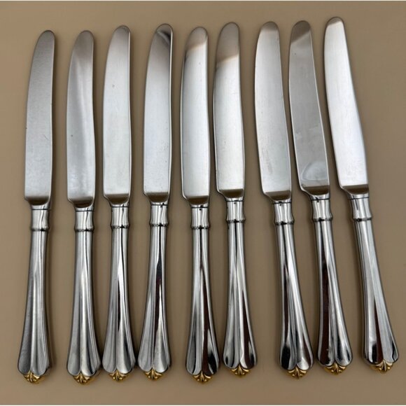 Oneida Golden Juilliard Stainless Steel Dinner Knives Set Of 8 - Picture 2 of 6